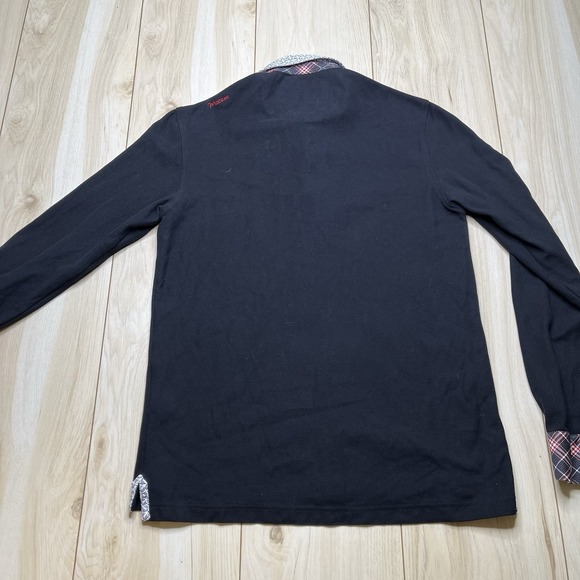 MACEOO Men's Long Sleeve Geo Polo Shirt Black Men Size Medium 100% Cotton - Picture 12 of 16